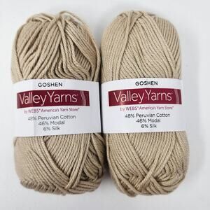 2 Valley Yarns Goshen Linen Beige 0003, 92 Yards 50 g. Cotton Modal Silk NWT